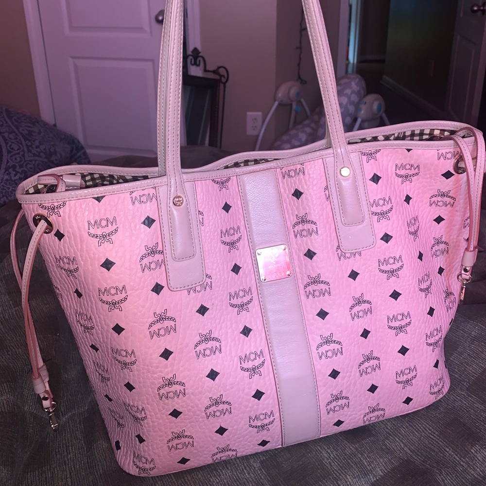 Pink MCM medium tote bag
